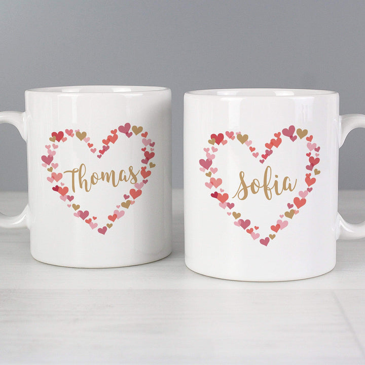 Personalised Memento Mugs Personalised Confetti Hearts Couples Mug Set