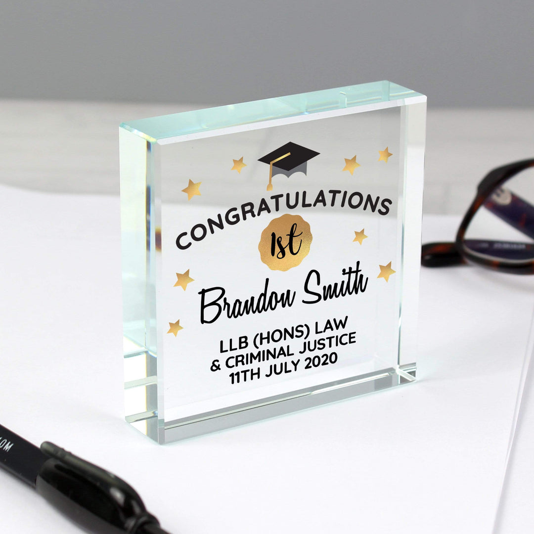 Personalised Memento Ornaments Personalised Congratulations Graduation Large Crystal Token