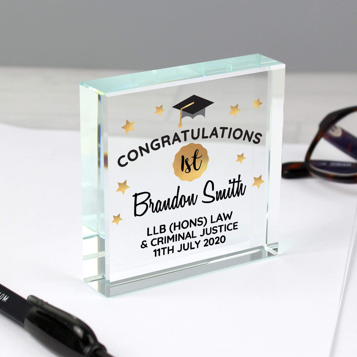 Personalised Memento Ornaments Personalised Congratulations Graduation Large Crystal Token
