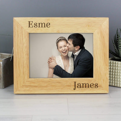 Personalised Memento Wooden Personalised Couples 6x4 Oak Finish Photo Frame