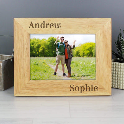 Personalised Memento Wooden Personalised Couples 6x4 Oak Finish Photo Frame