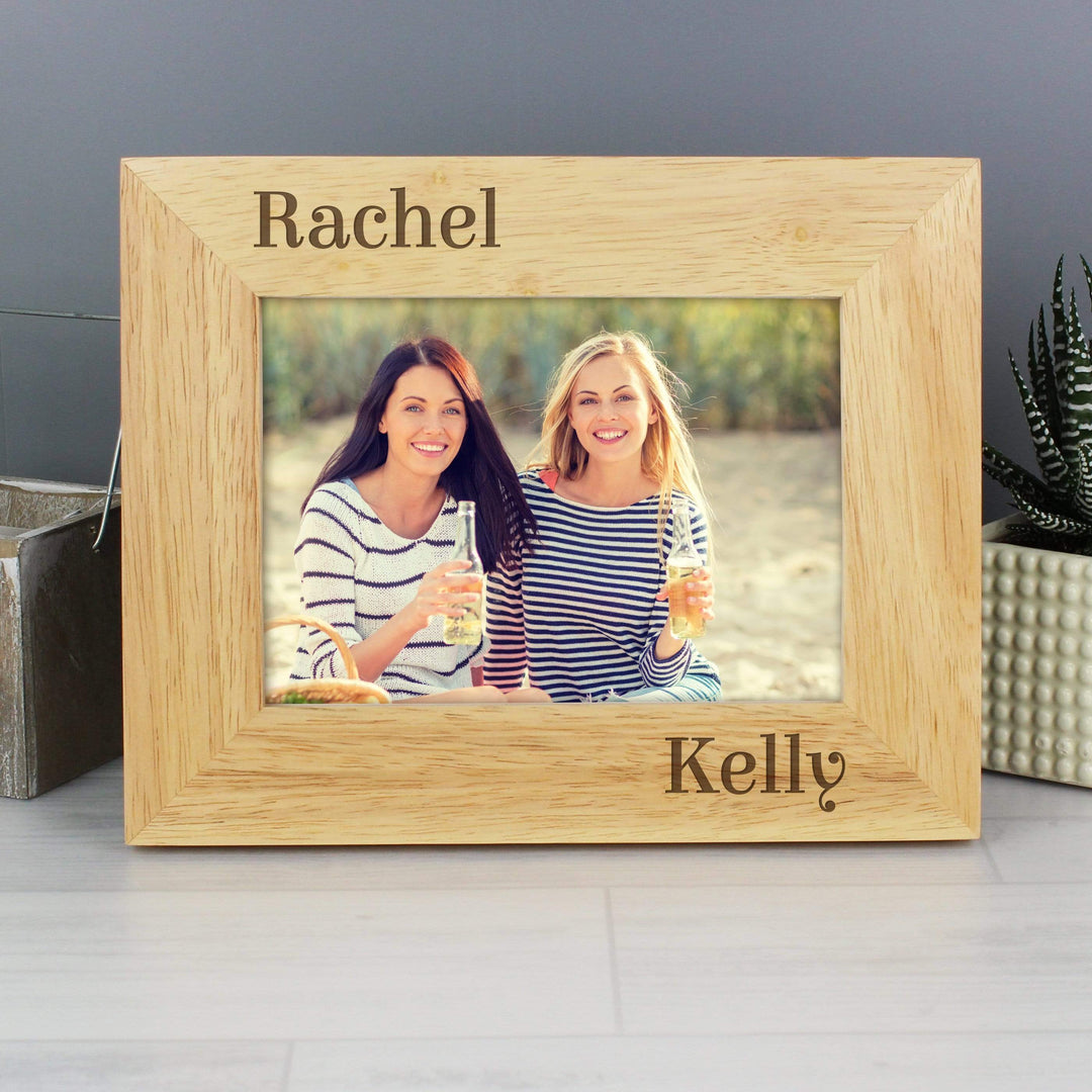 Personalised Memento Wooden Personalised Couples 6x4 Oak Finish Photo Frame