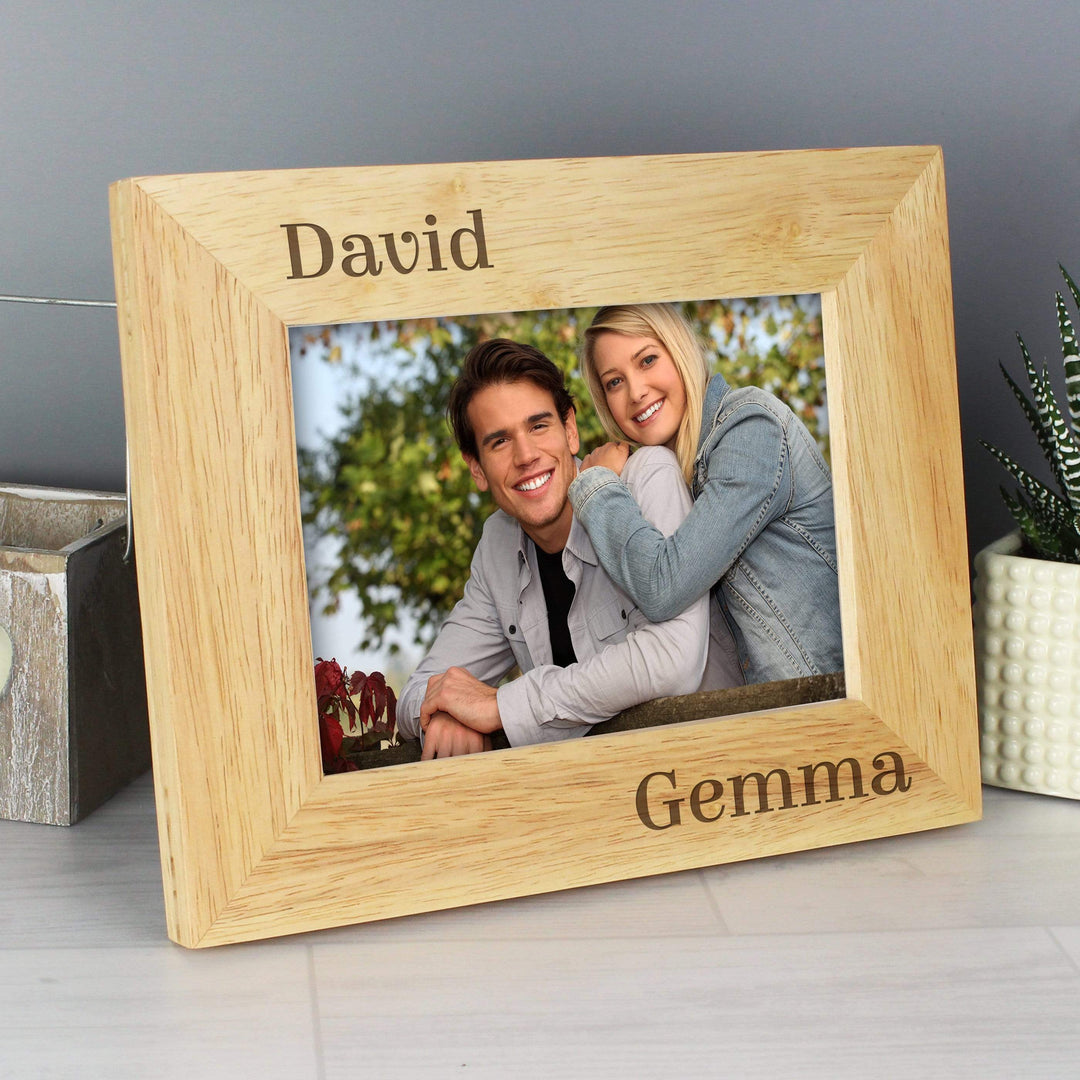 Personalised Memento Wooden Personalised Couples 6x4 Oak Finish Photo Frame