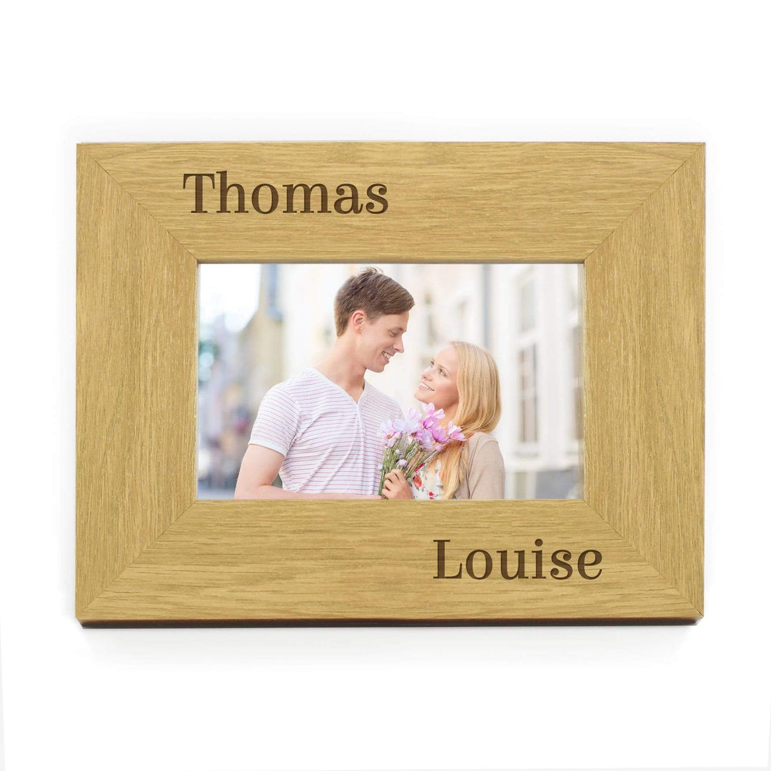 Personalised Memento Wooden Personalised Couples 6x4 Oak Finish Photo Frame