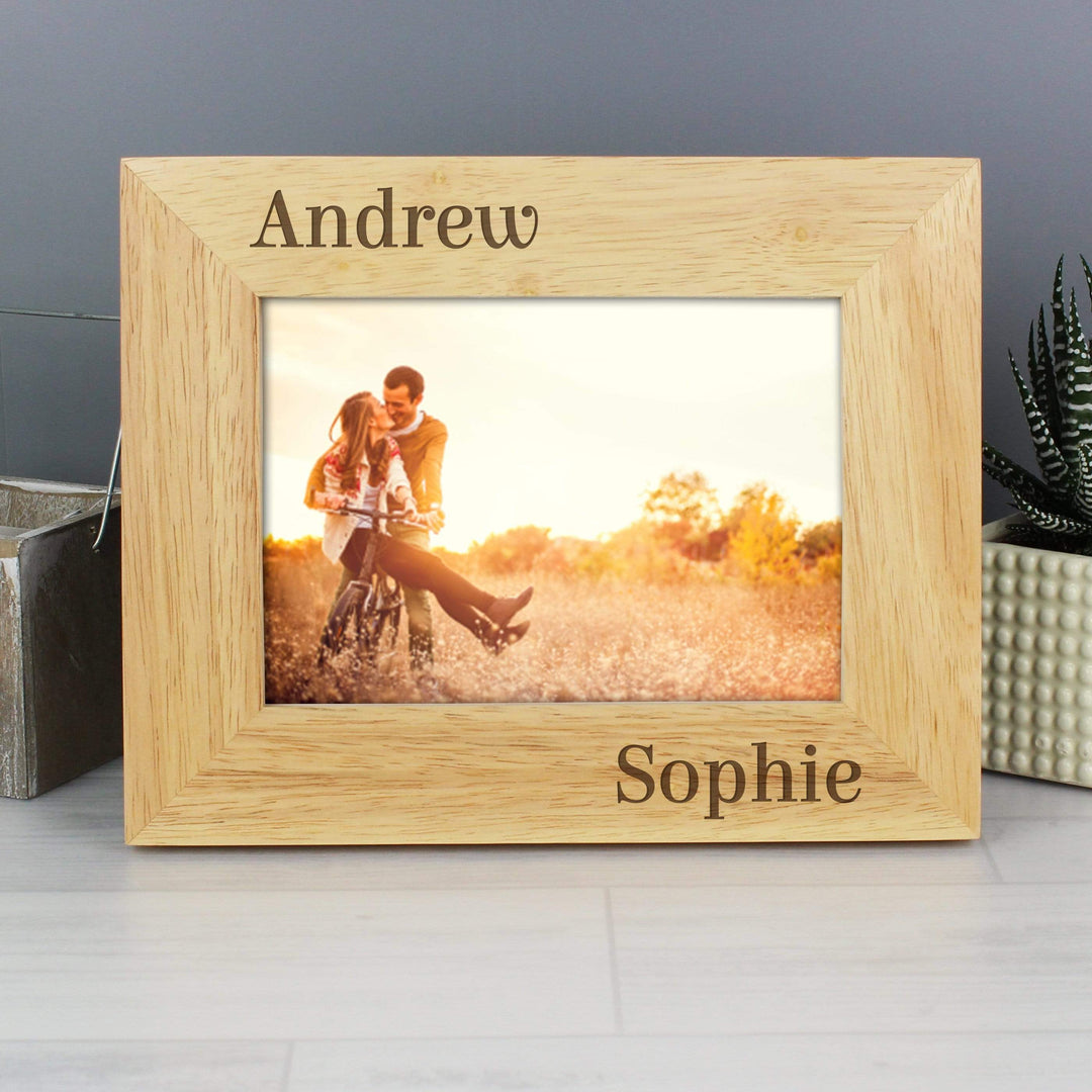 Personalised Memento Wooden Personalised Couples 6x4 Oak Finish Photo Frame