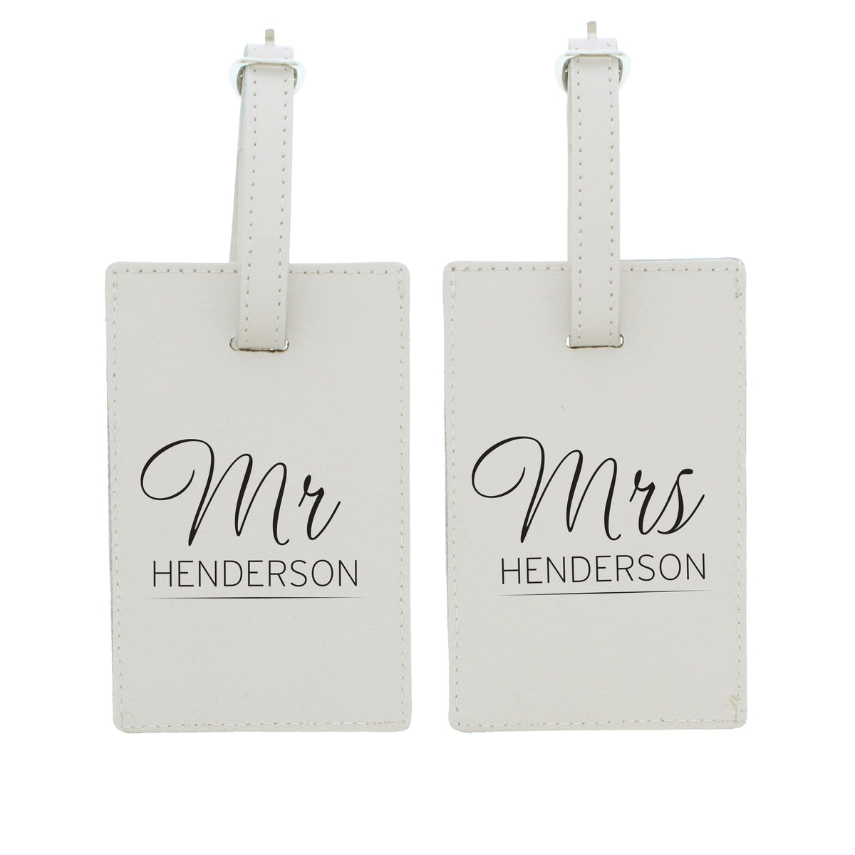 Personalised Memento Leather Personalised Couples Classic Cream Luggage Tags