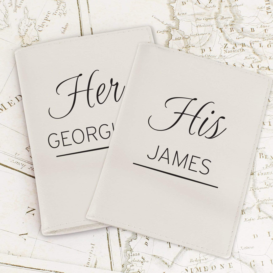 Personalised Memento Leather Personalised Couples Cream Passport Holders