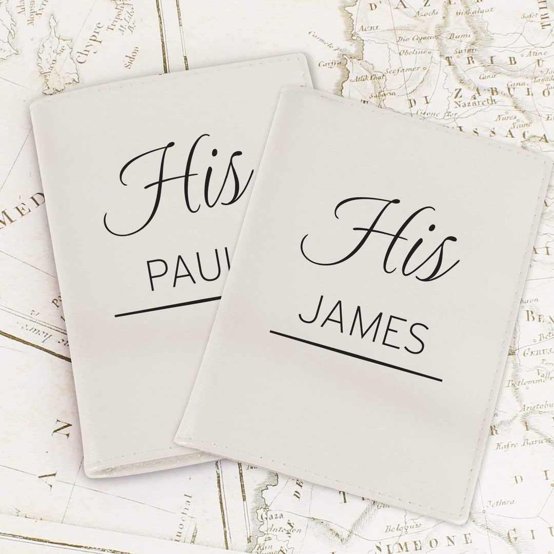 Personalised Memento Leather Personalised Couples Cream Passport Holders