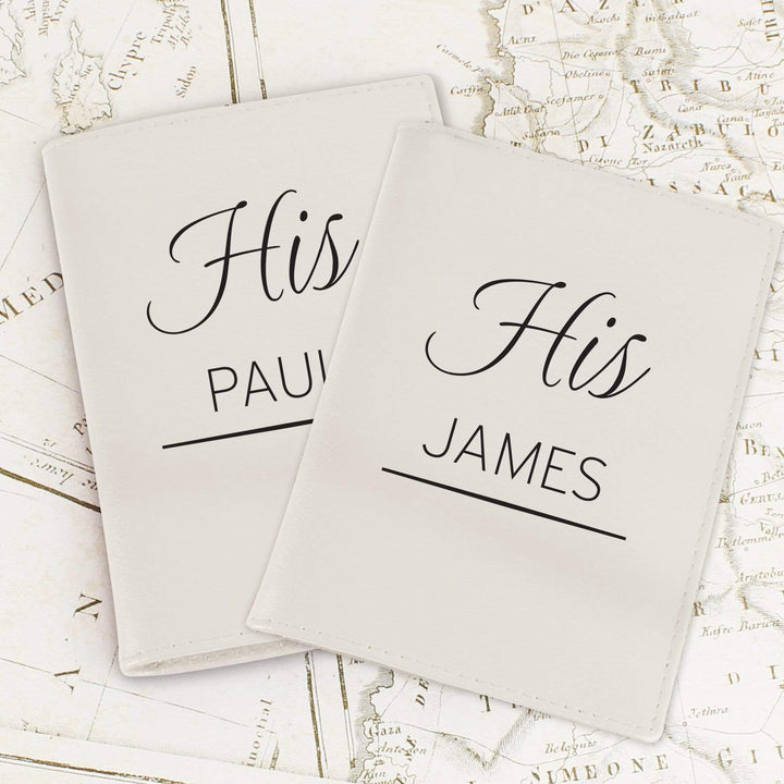 Personalised Memento Leather Personalised Couples Cream Passport Holders