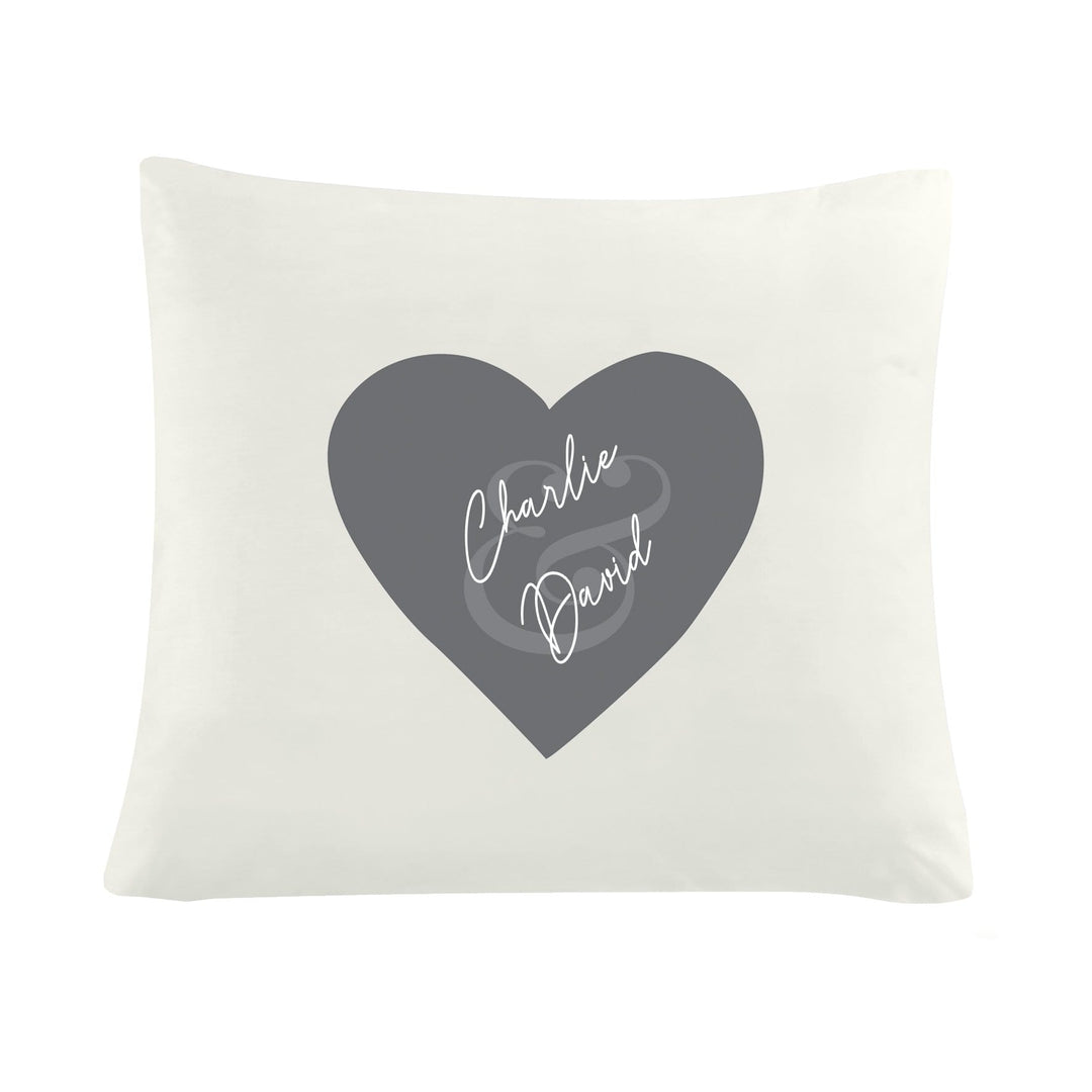 Personalised Memento Textiles Personalised Couples Heart Cushion Cover