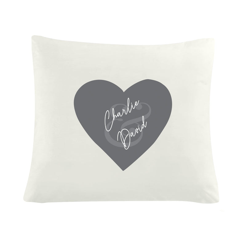 Personalised Memento Textiles Personalised Couples Heart Cushion Cover