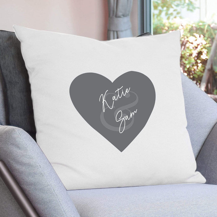 Personalised Memento Textiles Personalised Couples Heart Cushion Cover