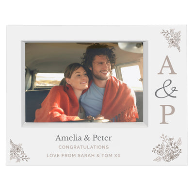 Personalised Memento Photo Frames, Albums and Guestbooks Personalised Couples Initials 7x5 Landscape Box Photo Frame