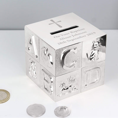 Personalised Memento Money Boxes Personalised Cross ABC Money Box