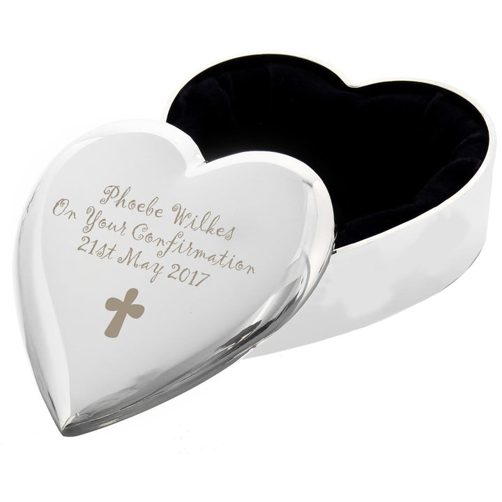 Personalised Memento Trinket, Jewellery &amp; Keepsake Boxes Personalised Cross Heart Trinket Box