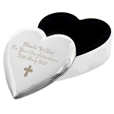 Personalised Memento Trinket, Jewellery & Keepsake Boxes Personalised Cross Heart Trinket Box