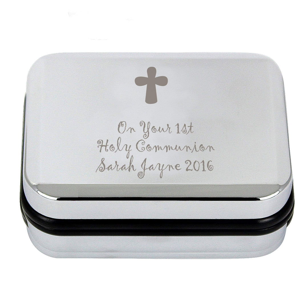 Personalised Memento Trinket, Jewellery &amp; Keepsake Boxes Personalised Cross Necklace and Box
