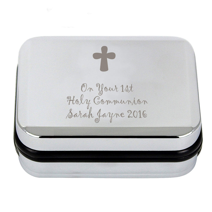 Personalised Memento Trinket, Jewellery &amp; Keepsake Boxes Personalised Cross Necklace and Box
