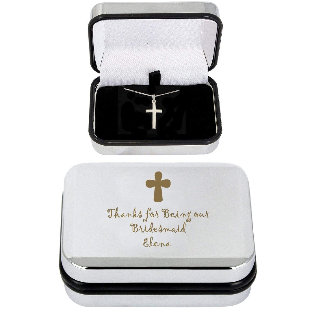Personalised Memento Trinket, Jewellery &amp; Keepsake Boxes Personalised Cross Necklace and Box