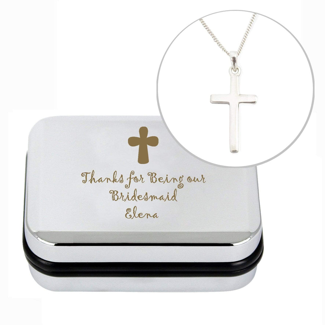 Personalised Memento Trinket, Jewellery &amp; Keepsake Boxes Personalised Cross Necklace and Box
