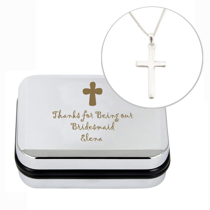 Personalised Memento Trinket, Jewellery &amp; Keepsake Boxes Personalised Cross Necklace and Box