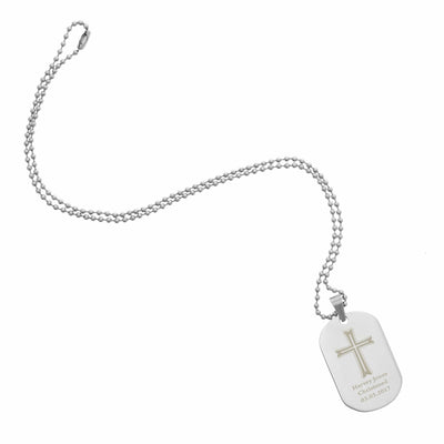 Personalised Memento Jewellery Personalised Cross Stainless Steel Dog Tag Necklace