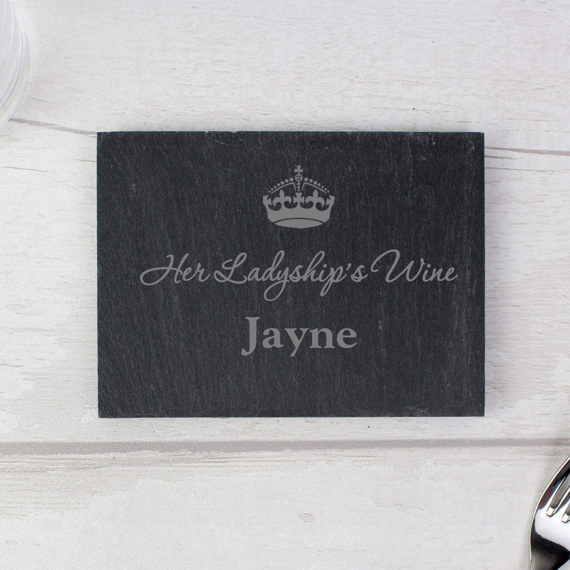 Personalised Memento Slate Personalised Crown Motif Single Slate Coaster