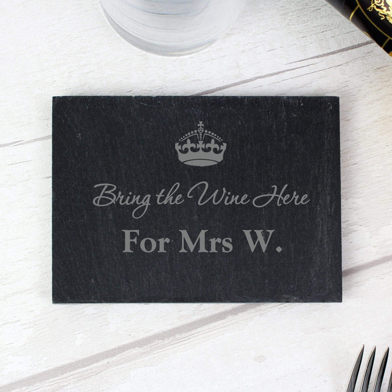 Personalised Memento Slate Personalised Crown Motif Single Slate Coaster