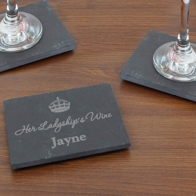 Personalised Memento Slate Personalised Crown Motif Single Slate Coaster