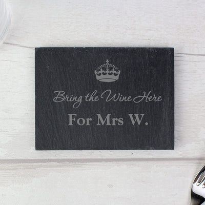 Personalised Memento Slate Personalised Crown Motif Single Slate Coaster