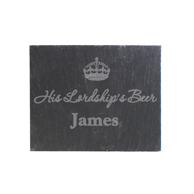 Personalised Memento Slate Personalised Crown Motif Single Slate Coaster