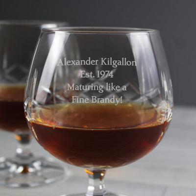 Personalised Memento Personalised Cut Crystal Small Brandy Glass
