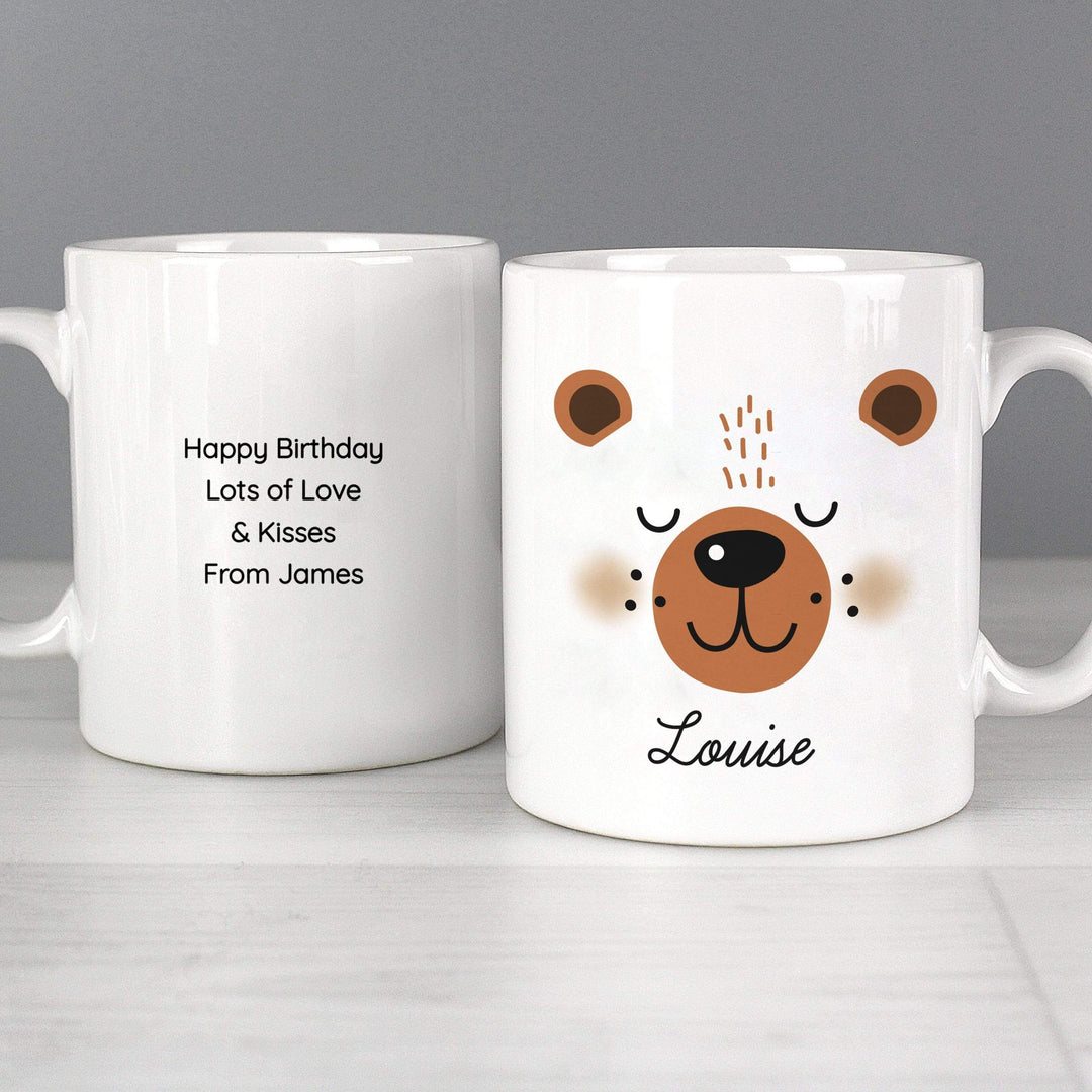 Personalised Memento Mugs Personalised Cute Bear Face Mug