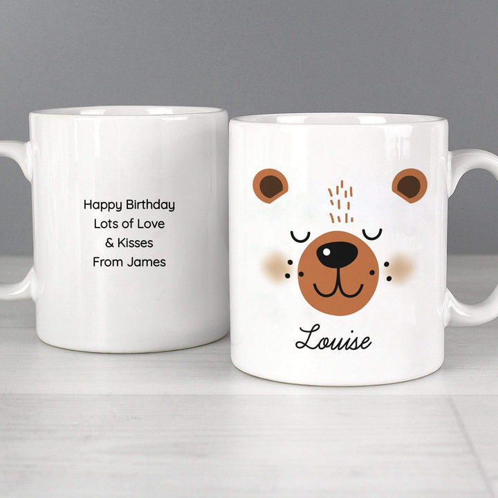 Personalised Memento Mugs Personalised Cute Bear Face Mug