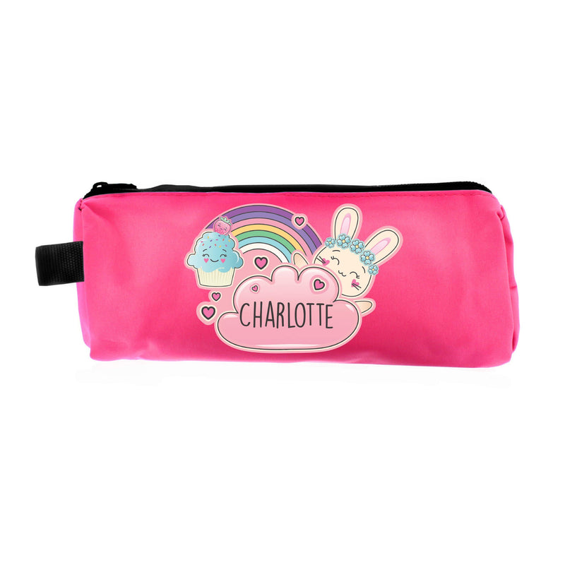 Personalised Memento Stationery & Pens Personalised Cute Bunny Pink Pencil Case