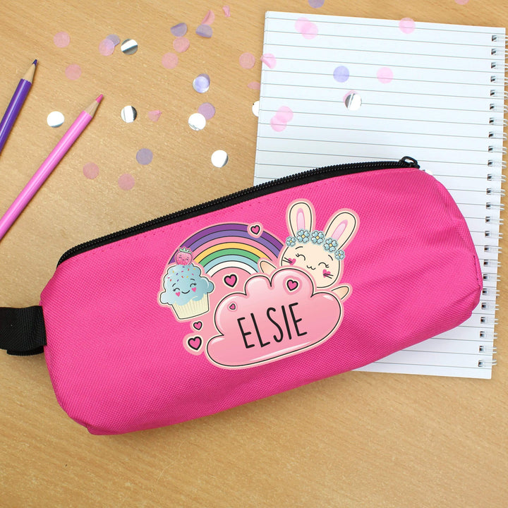 Personalised Memento Stationery &amp; Pens Personalised Cute Bunny Pink Pencil Case