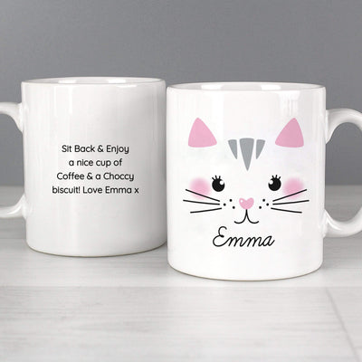 Personalised Memento Mugs Personalised Cute Cat Face Mug