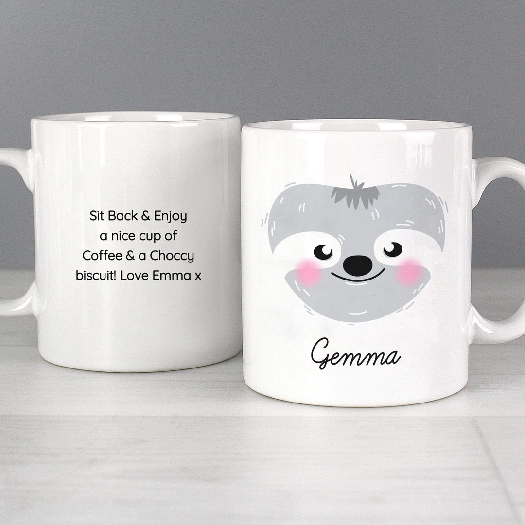 Personalised Memento Mugs Personalised Cute Sloth Face Mug