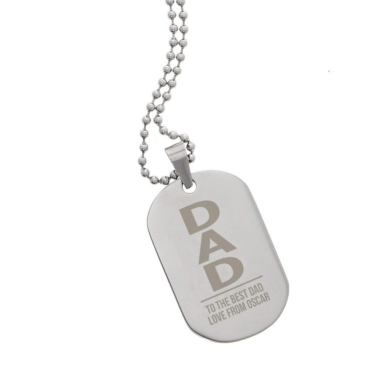 Personalised Memento Jewellery Personalised Dad Stainless Steel Dog Tag Necklace