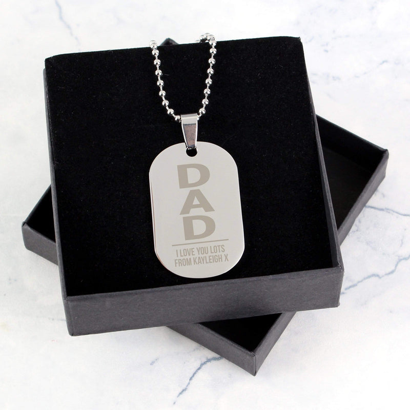 Personalised Memento Jewellery Personalised Dad Stainless Steel Dog Tag Necklace