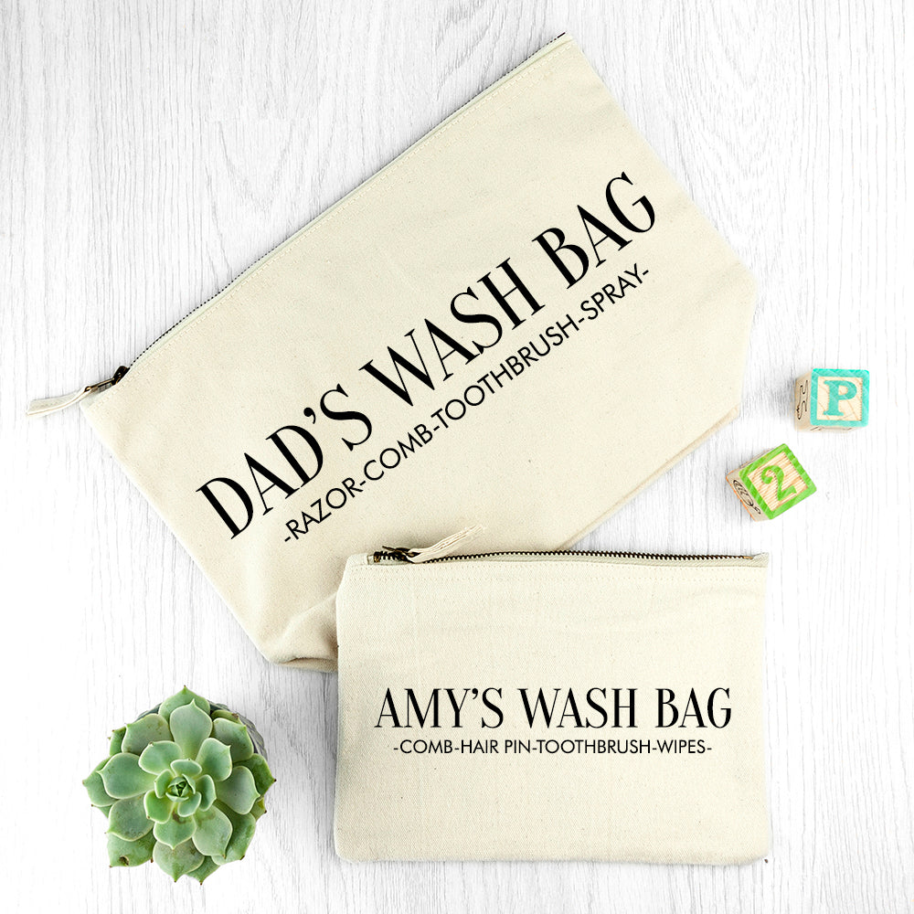 Personalised Daddy &amp; Me Cream Wash Bags