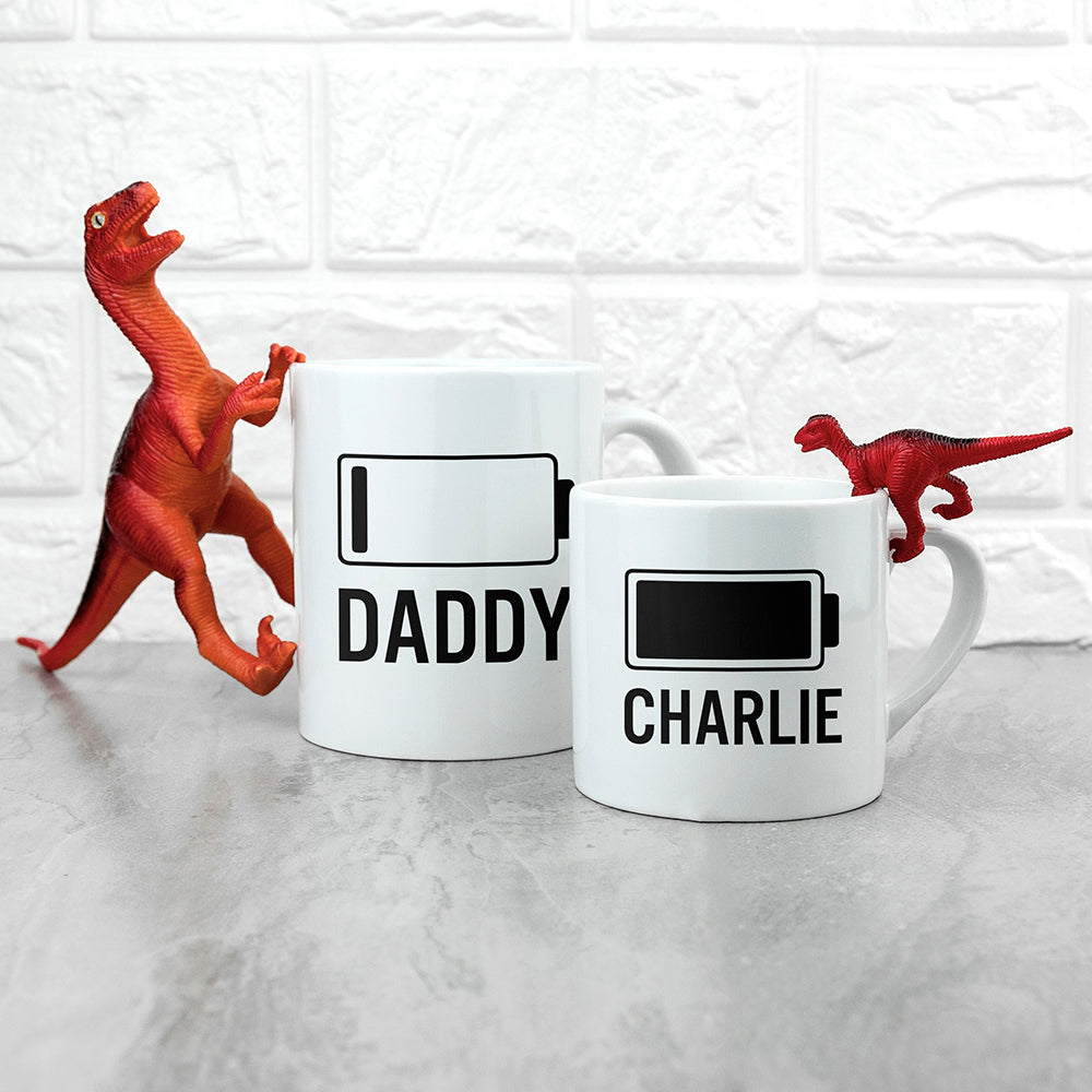 Personalised Daddy &amp; Me Low Battery Mugs