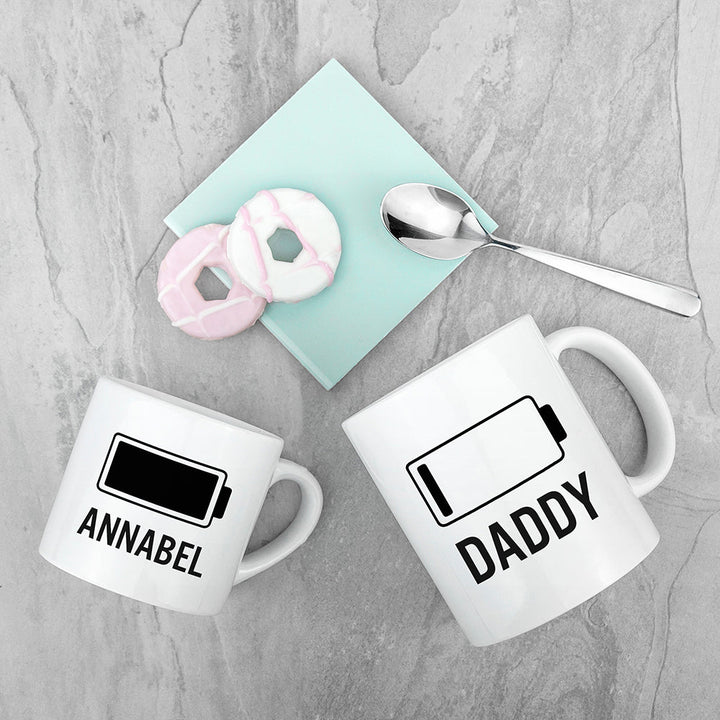 Personalised Daddy &amp; Me Low Battery Mugs