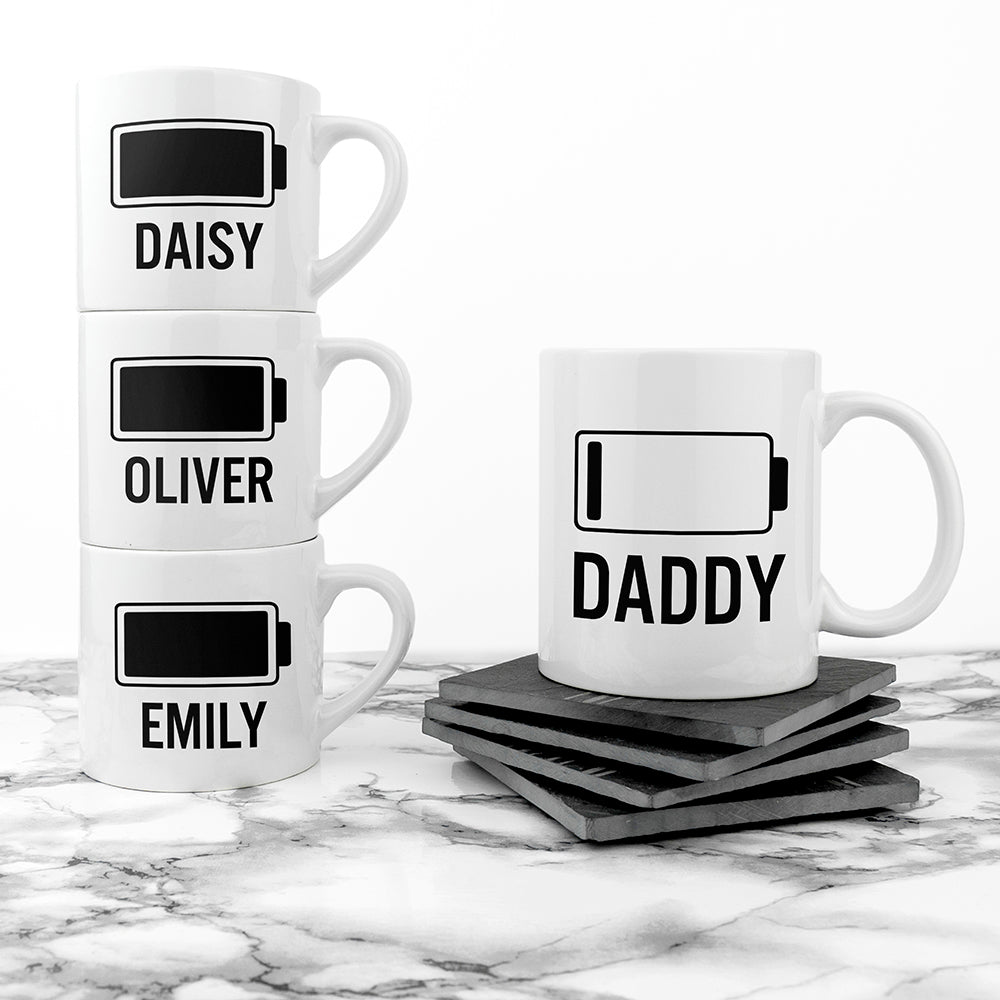 Personalised Daddy &amp; Me Low Battery Mugs