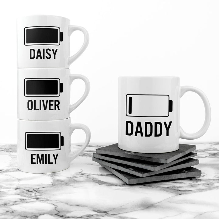 Personalised Daddy &amp; Me Low Battery Mugs