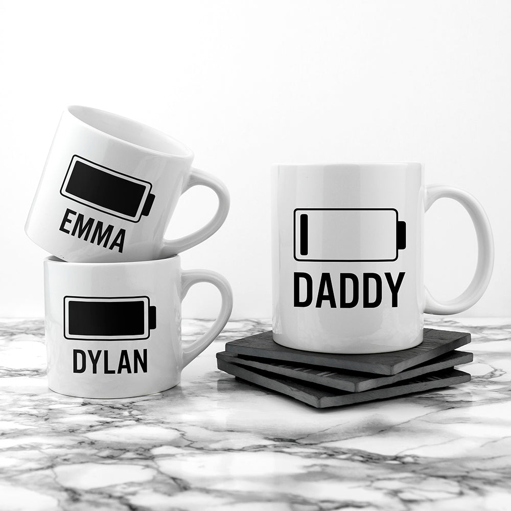Personalised Daddy &amp; Me Low Battery Mugs