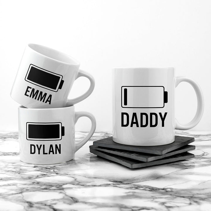 Personalised Daddy &amp; Me Low Battery Mugs