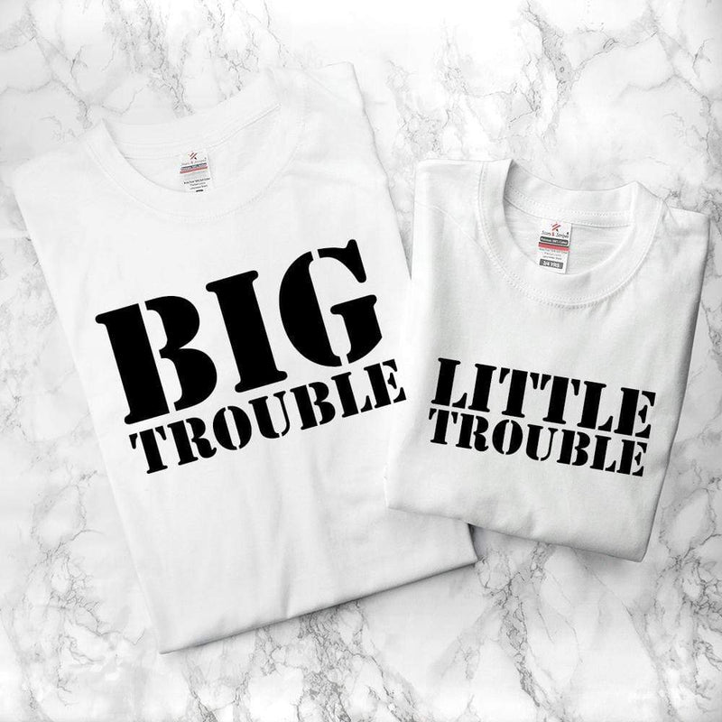 Treat Personalised Daddy And Me Here Comes Trouble White T-Shirts