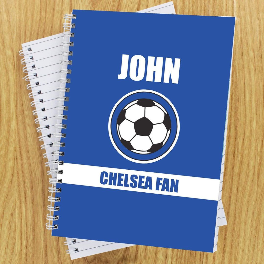 Personalised Memento Stationery &amp; Pens Personalised Dark Blue Football Fan A5 Notebook