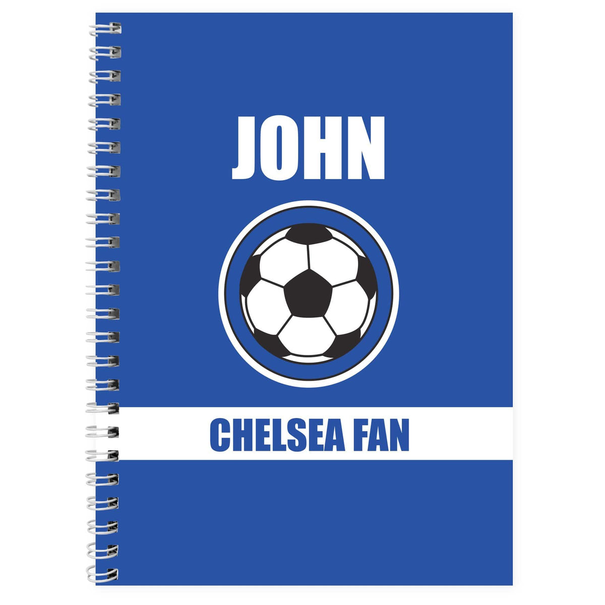 Personalised Memento Stationery & Pens Personalised Dark Blue Football Fan A5 Notebook
